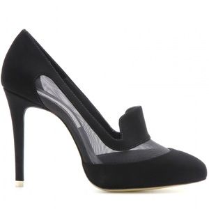 Stella McCartney faux suede mesh trimmed pumps